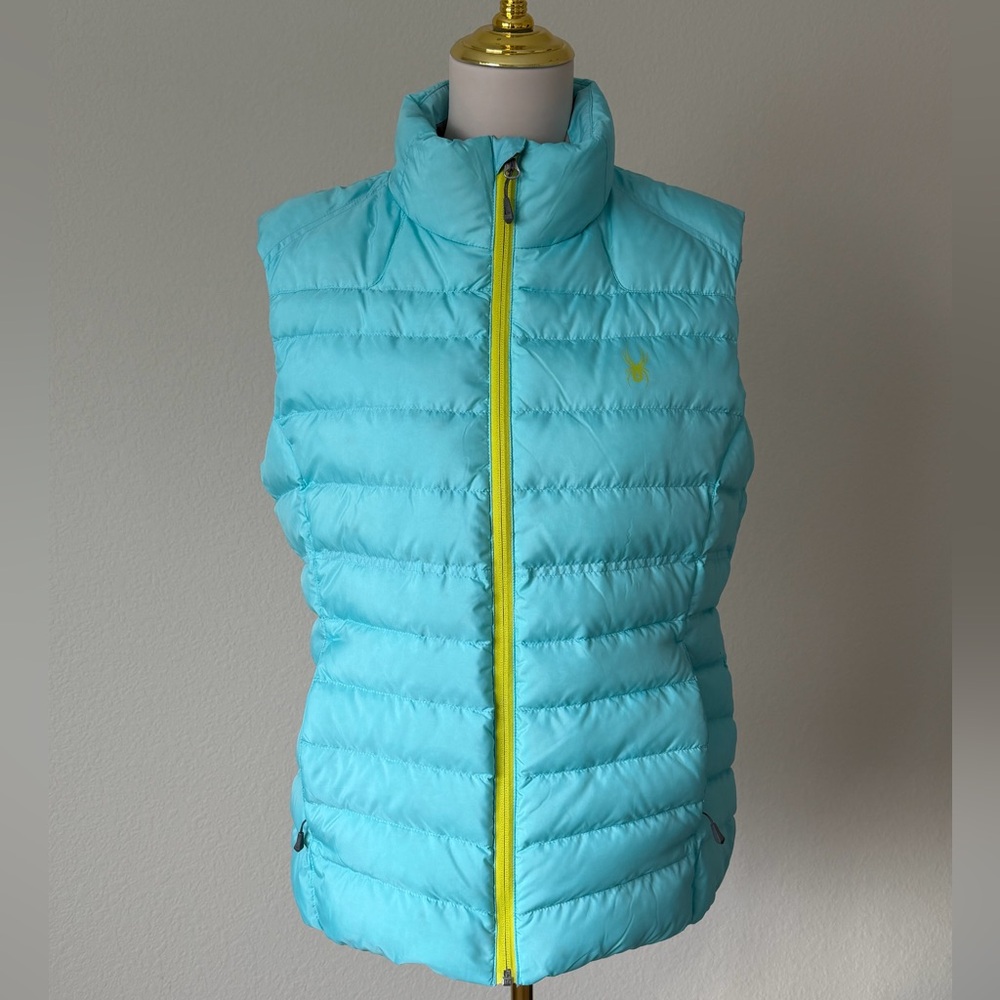 Spyder Puffer Vest Women’s Large Aqua Blue Full Zip